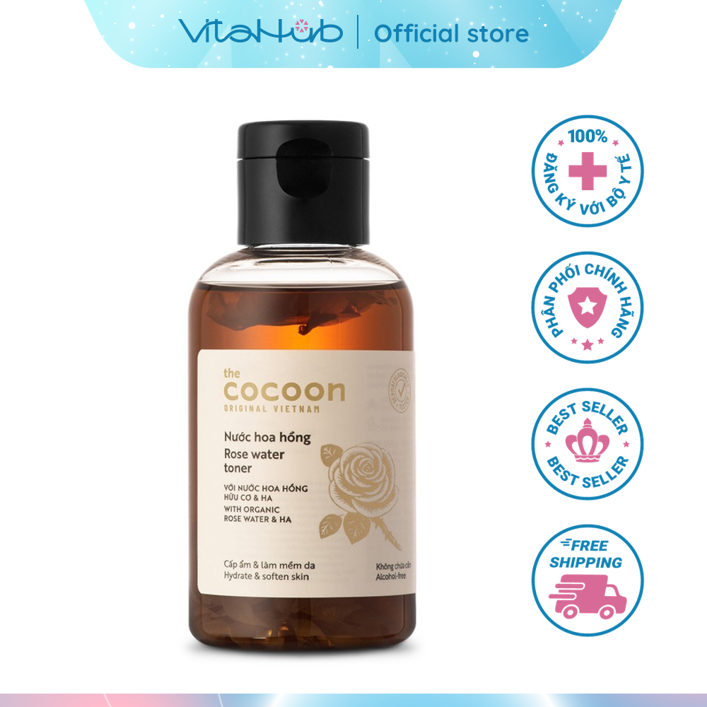 Nước hoa hồng (toner) Cocoon cấp ẩm & làm mềm da 140ml