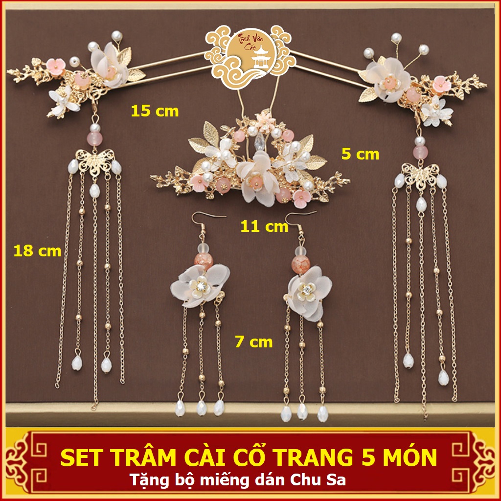 Hanfu set trâm cài tóc cổ trang 5 món SHOP TĨNH VÂN CÁC (có sẵn)