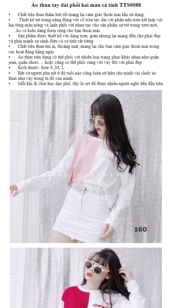 Áo Thun Da Cá Hai Màu Phối Chữ Dễ Thương TTS0088A