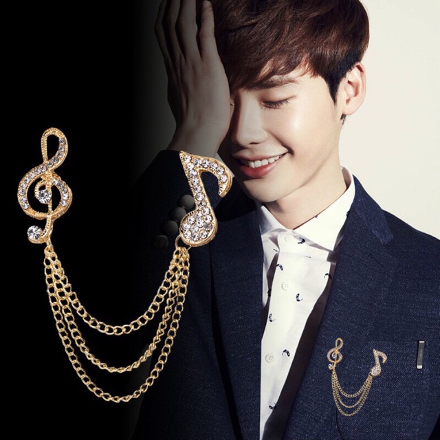 Ghim Cài Áo Vest Nam Lapel Pin Thời Trang Hình Khoá Son - Nốt Nhạc