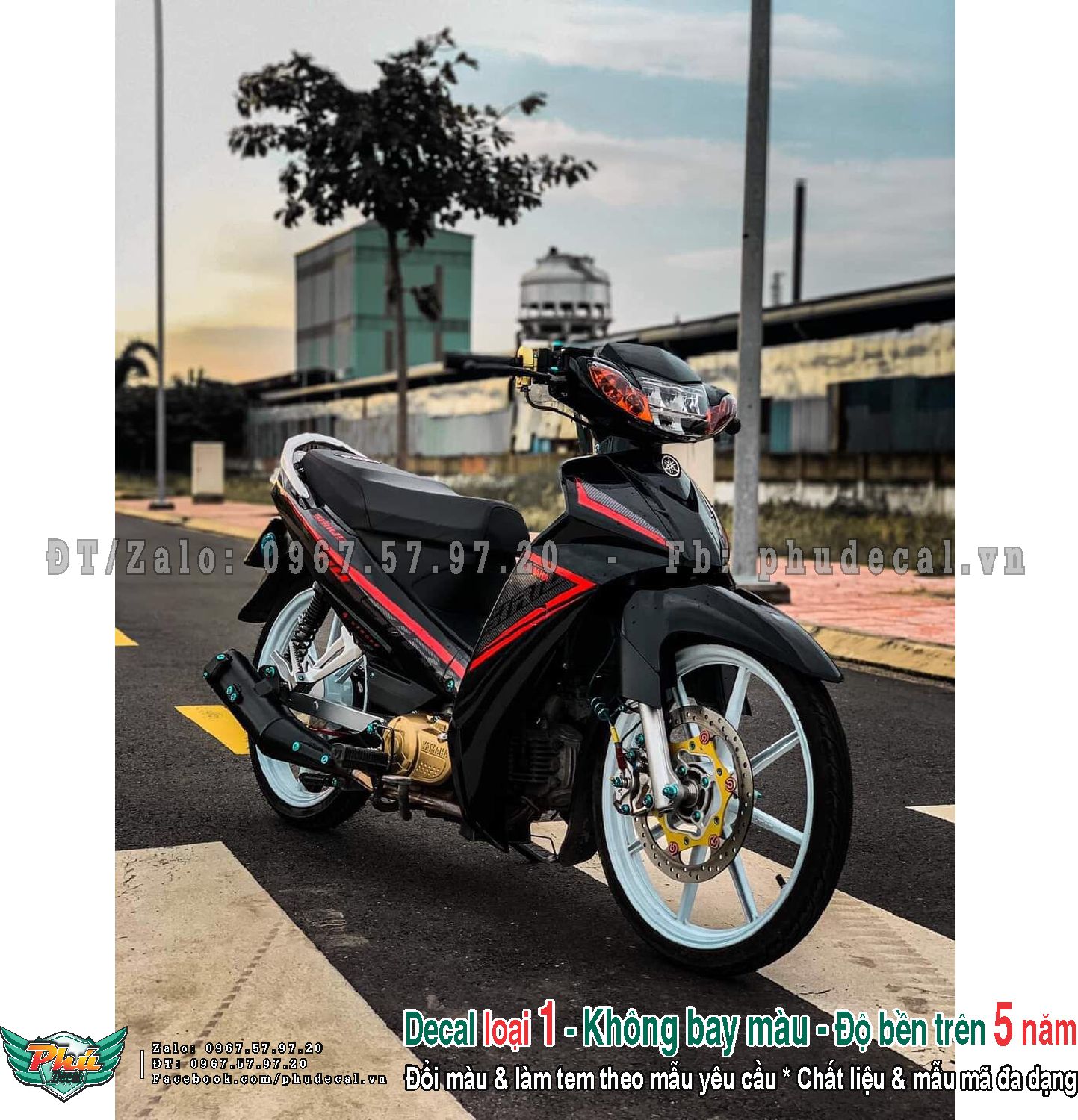 Tem rời xe Sirius đen chỉ đỏ