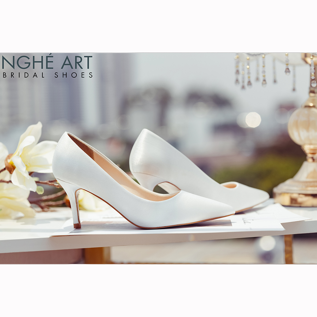 Giày cưới Nghé Art satin trơn 305
