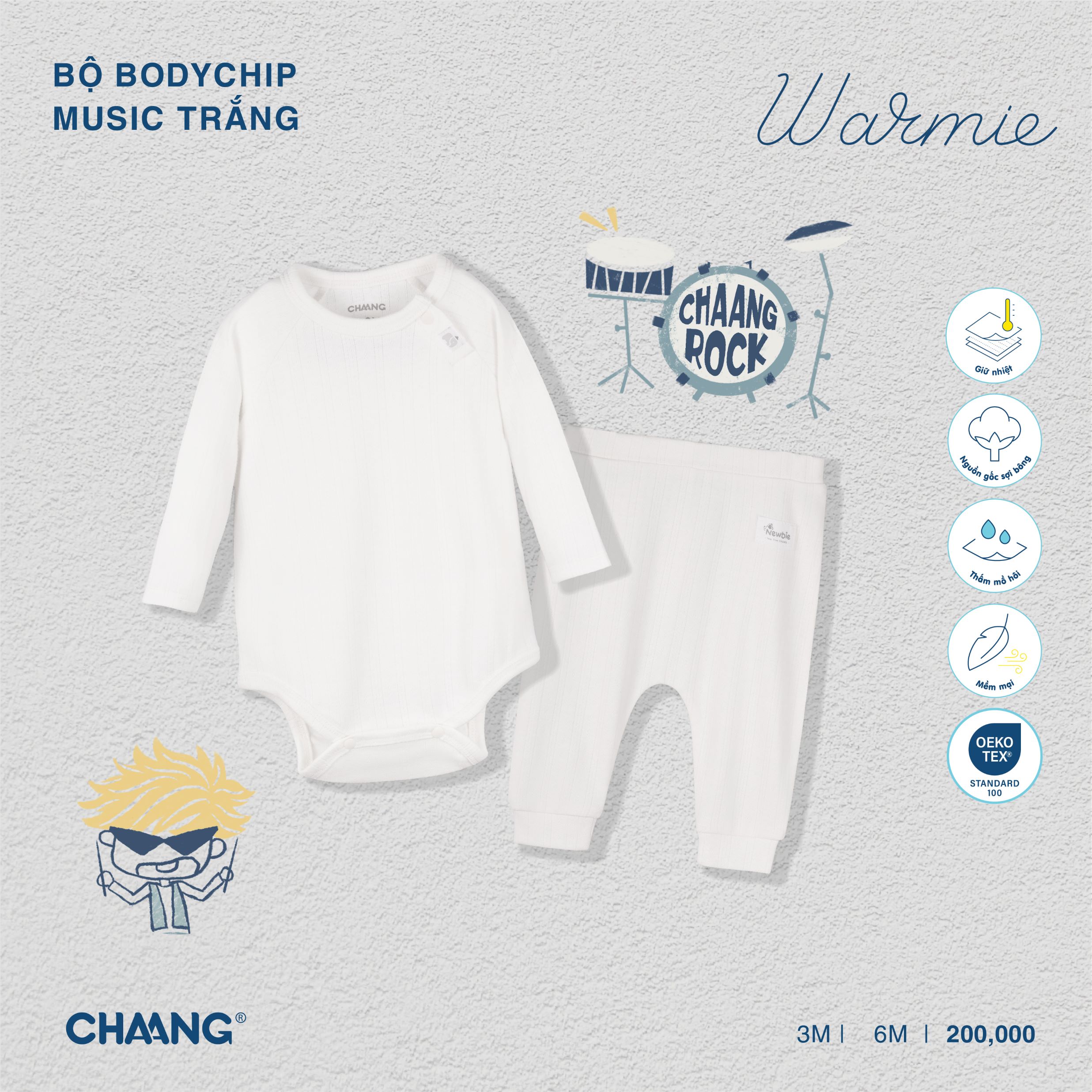 [CHAANG] Bộ body chip sơ sinh Music Chaang