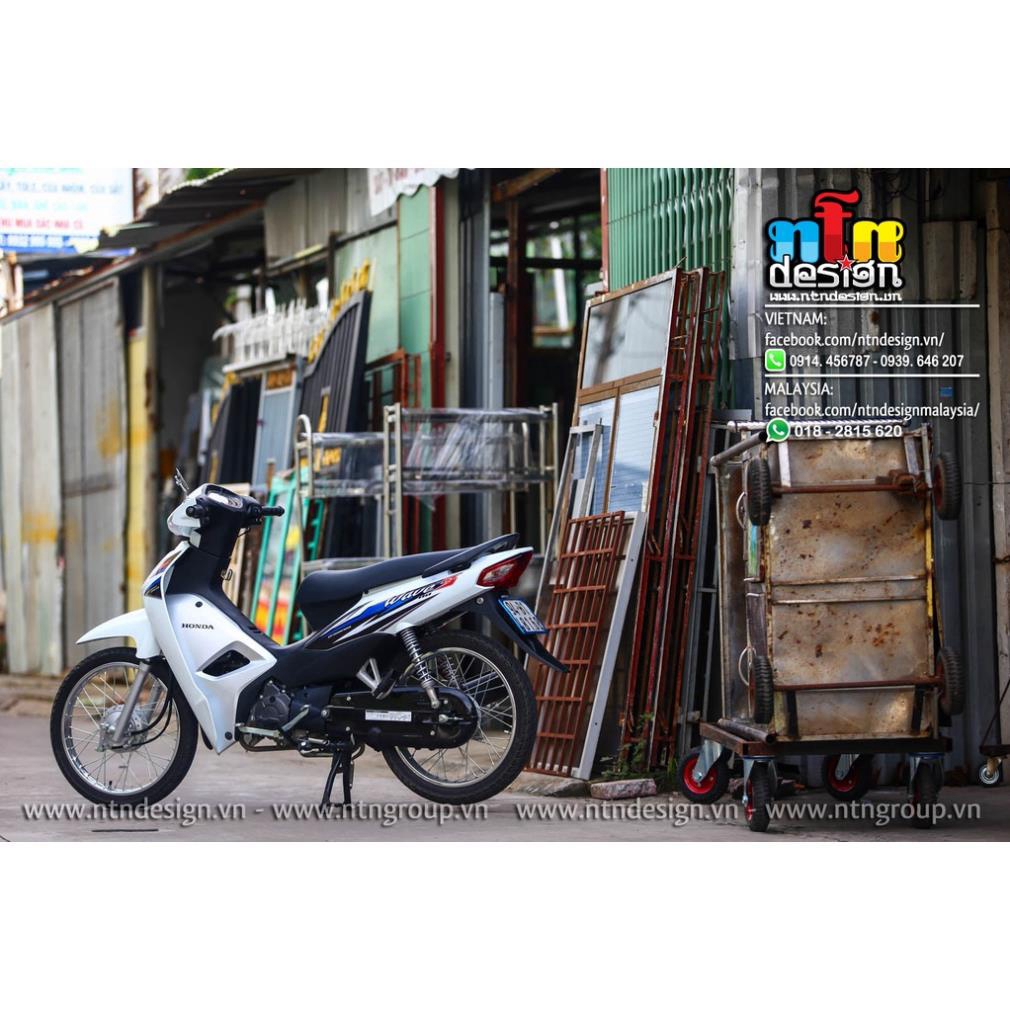 Tem Rời Dán Xe Wave A 110 Mẫu Trắng Đen Xanh
