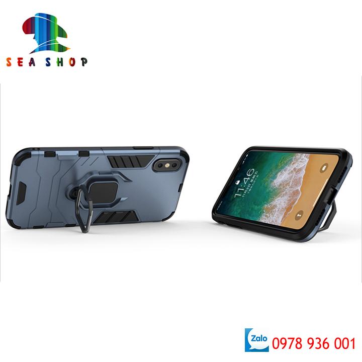 [TẶNG CÁP SẠC] Ốp lưng iPhone Xs Max iRon man kèm iRing chống sốc (xám xanh)