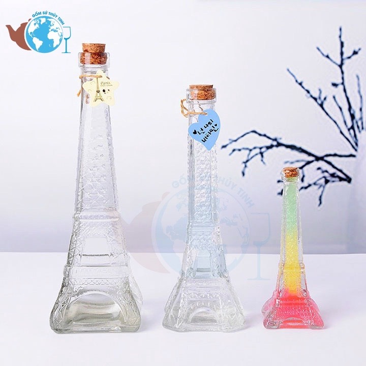 [HCM]Combo 3 bình thuỷ tinh Tháp EIFFEL 3 size Đại Trung Nhí nút gỗ
