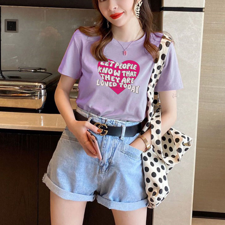 Áo thun nữ thun thái in hình dễ thương form vừa