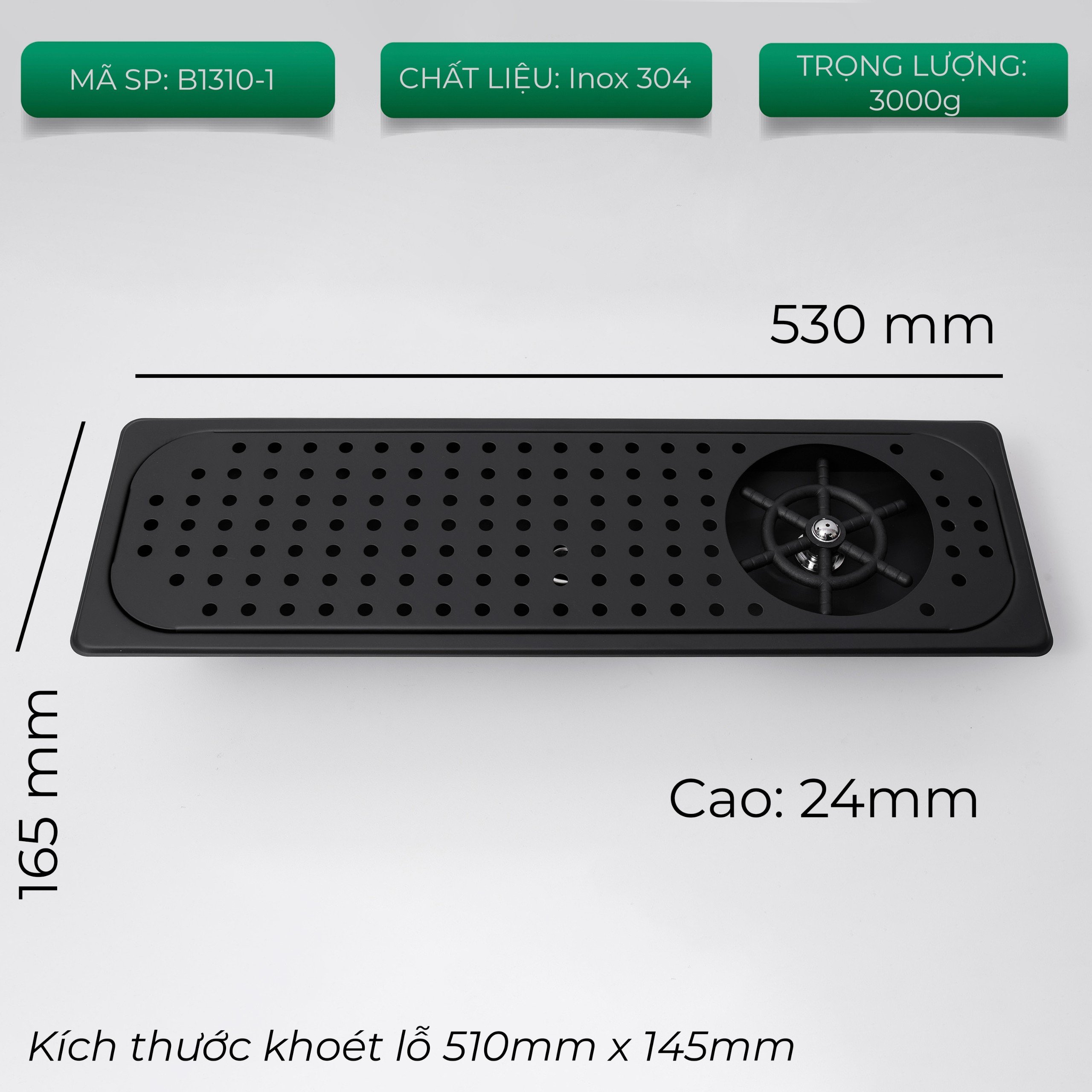 [HCM]Khay rửa ca  ly quầy bar âm sàn (530 x 160mm)