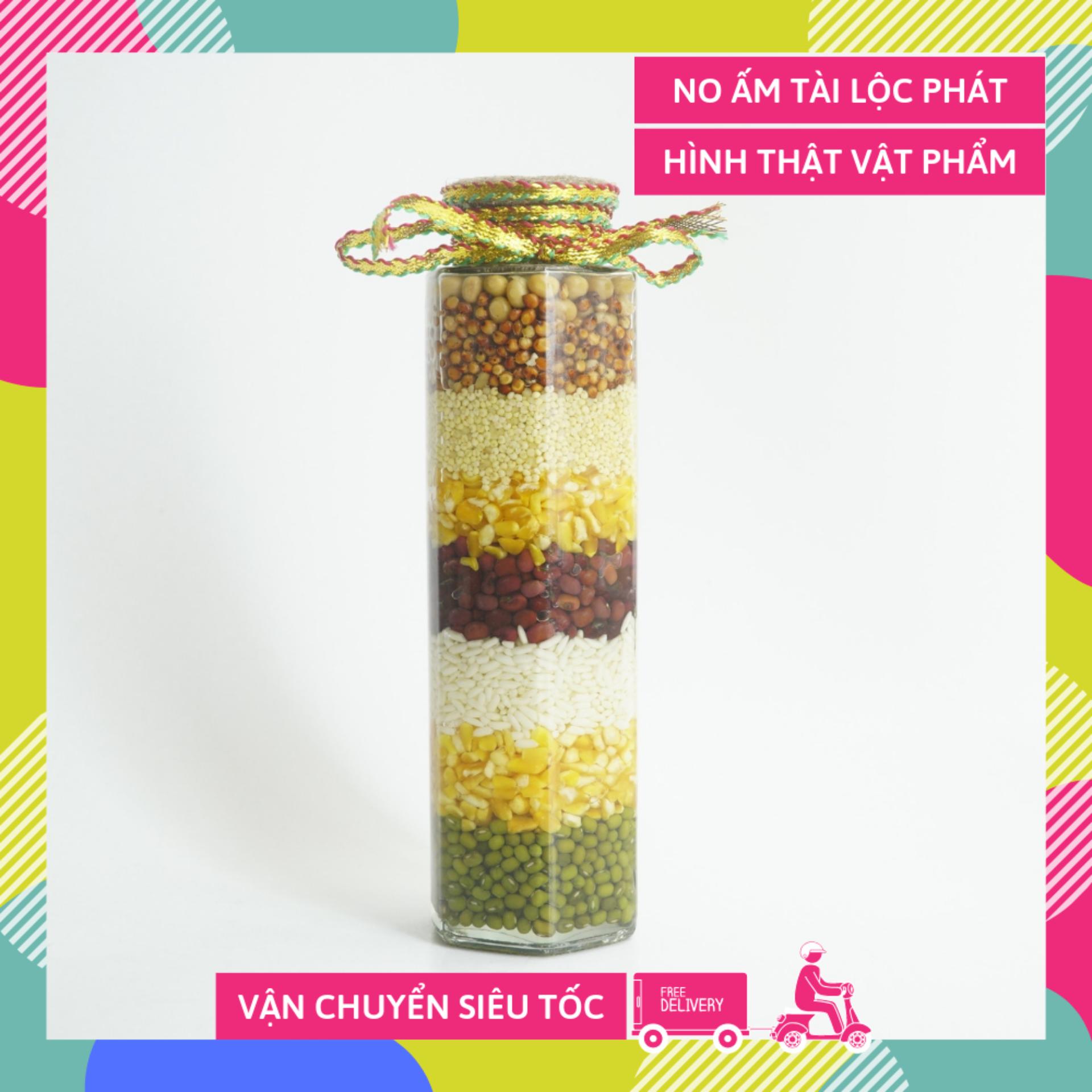 Chai ngũ cốc phong thủy LỤC GIÁC lộc phát - Cao 21cm