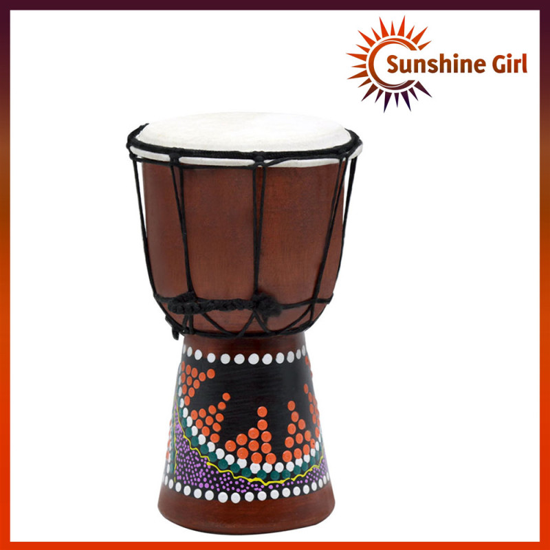 4 Inch Compact Size Wooden African Drum Djembe Bongo Hand Drum Percussion Musical Instrument with Colorful Pattern (Patterns Random Delivery)