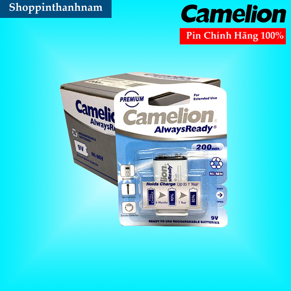 Pin 9v sạc camelion 200mah vỉ 1 viên chính hãng