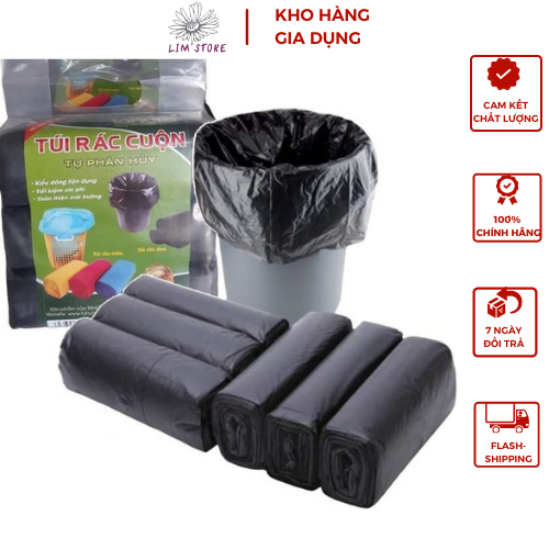 Túi đựng rác cuộn đen tự phân hủy Ecogreen