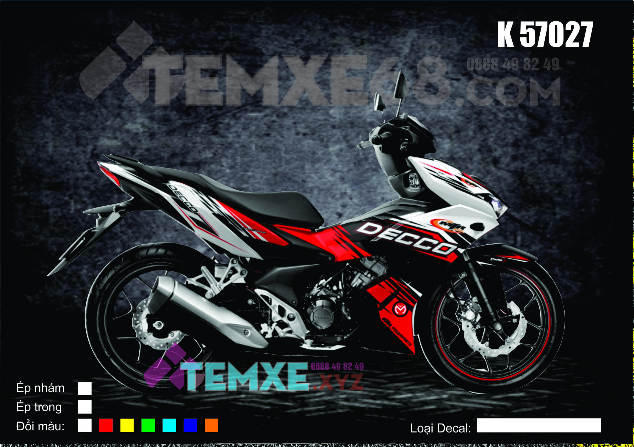 Tem trùm Winner X Mẫu Decco Đen Trắng đỏ