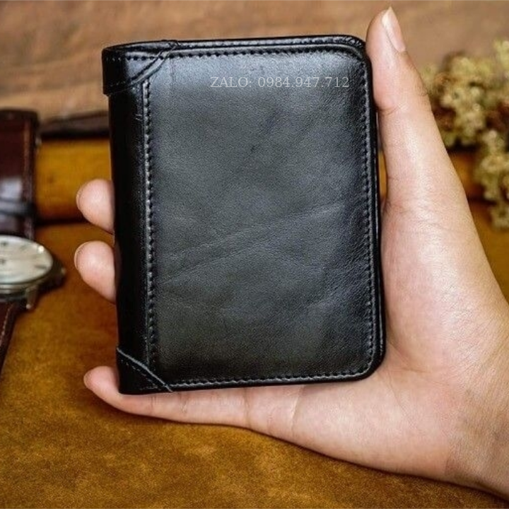 [Da Bò Thật 100%]Ví Da Nam, Ví Nam Dáng Đứng( Bảo Hành 12 Tháng)