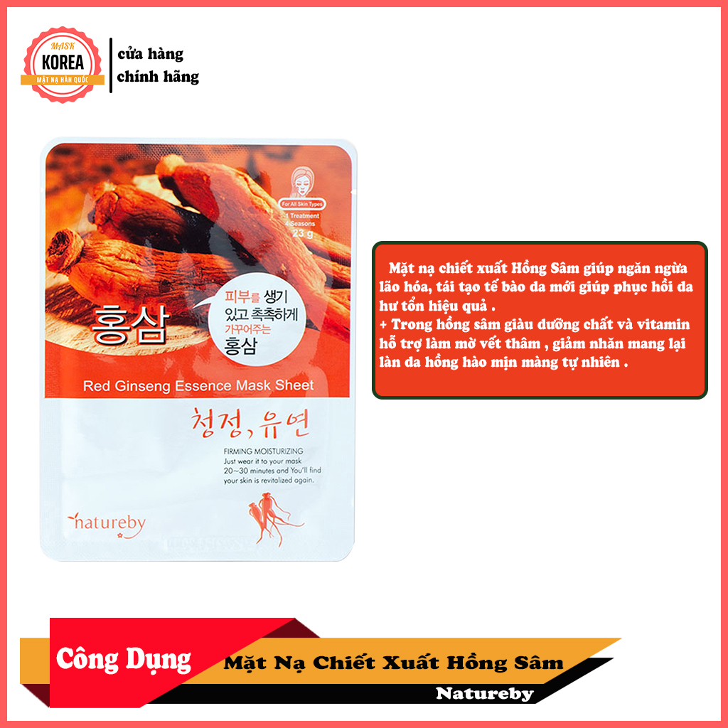 Combo 5 Miếng Mặt Nạ Sâm Natureby HÀN QUỐC