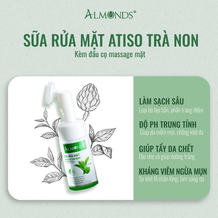 [HCM]SỮA RỬA MẶT TINH CHẤT ATISO & TRÀ NON