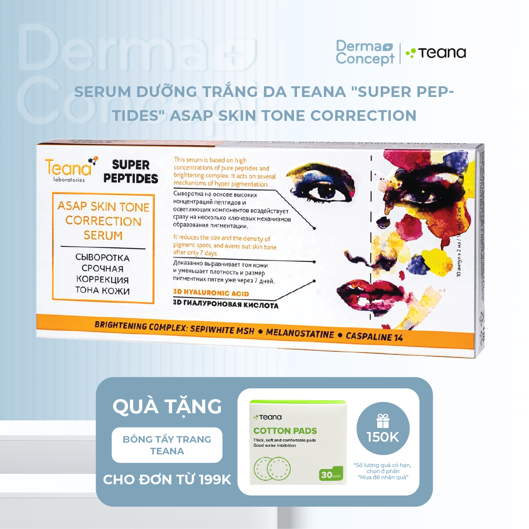 Tinh chất dưỡng da teana “super peptides” asap skin tone correction serum dưỡng trắng da và mờ thâm nám