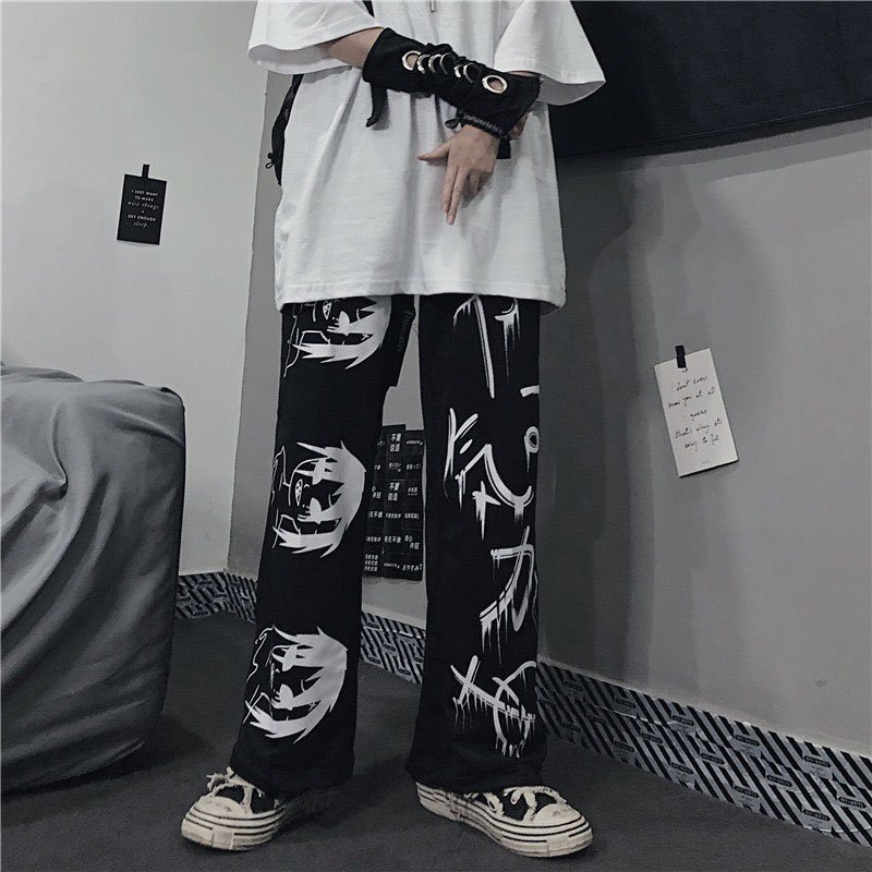 Quần nỉ nam, quần jogger thể thao nữ ống suông quần dài xuống họa tiết nhật mẫu mới đẹp ống rộng [ Q NỈ XUÔNG SAJA ] S0