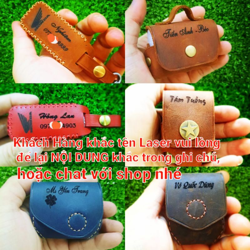 BAO DA AIRPODS 2 TỐI GIẢN (DA THẬT) Handmade