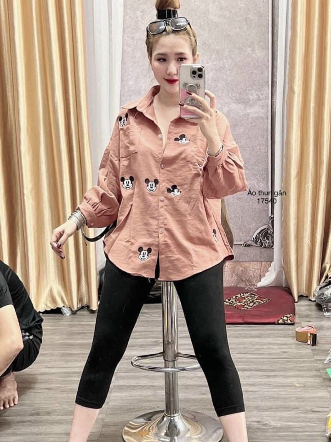 [Voucher 50k Freeship Max 0 đồng toàn quốc] Set bộ đồ đồ bộ áo sơ mi fomr rộng  sét bộ áo sơ mi quần legging  set bộ áo sơ mi tay dài mickey nhí đủ màu đủ size giá đẹp