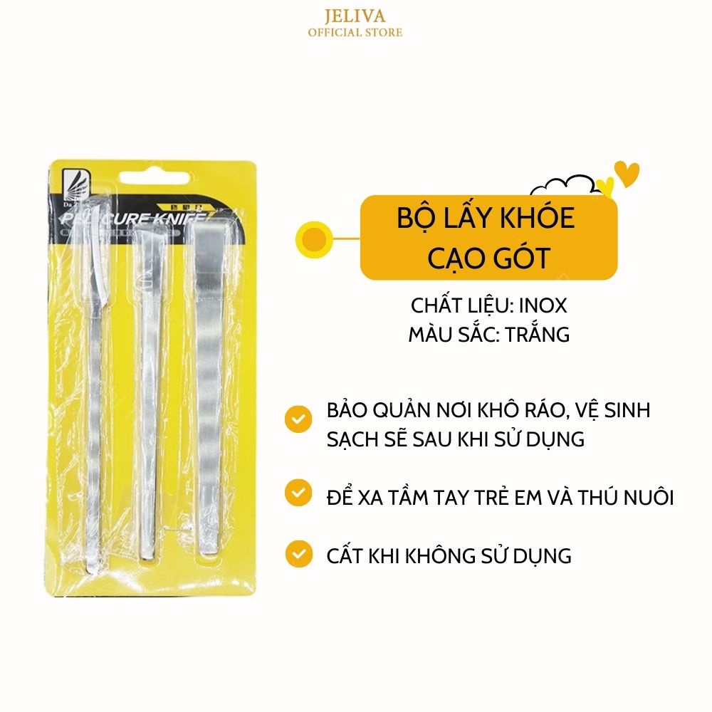 Bộ lấy khóe cạo gót chân 3 cây JELIVA