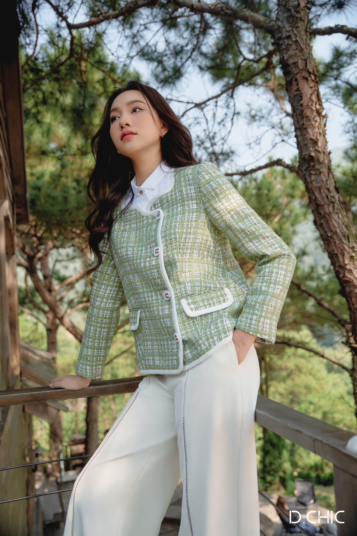 D.CHIC Áo khoác cúc lệch 2 túi MS: 160696