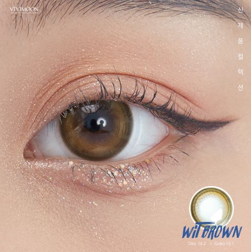 Lens cho mắt thở cận 6 tháng màu nâu rêu Wit Brown kính áp tròng Vivimoon
