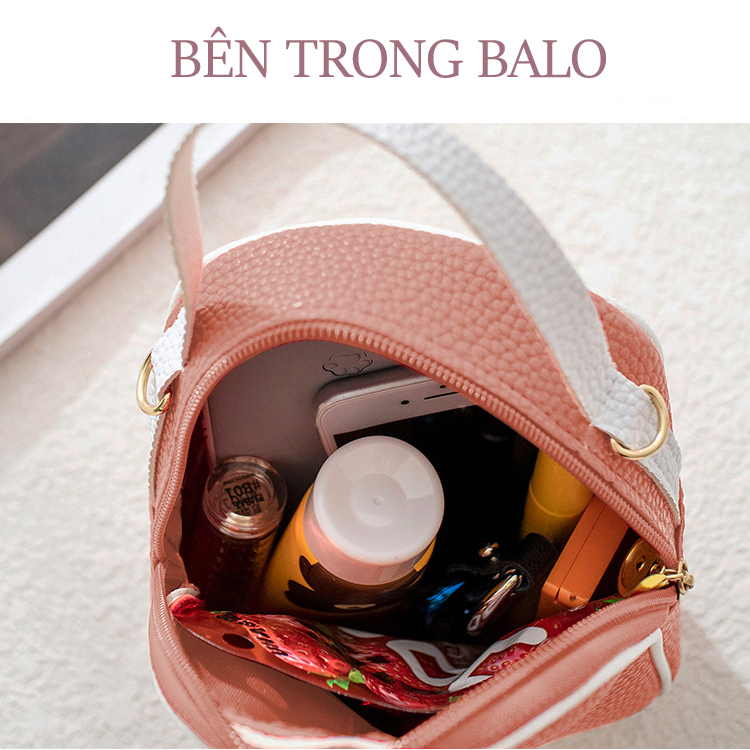 Balo Giả Da Mini Khóa Kéo Dọc BL31 Hồng