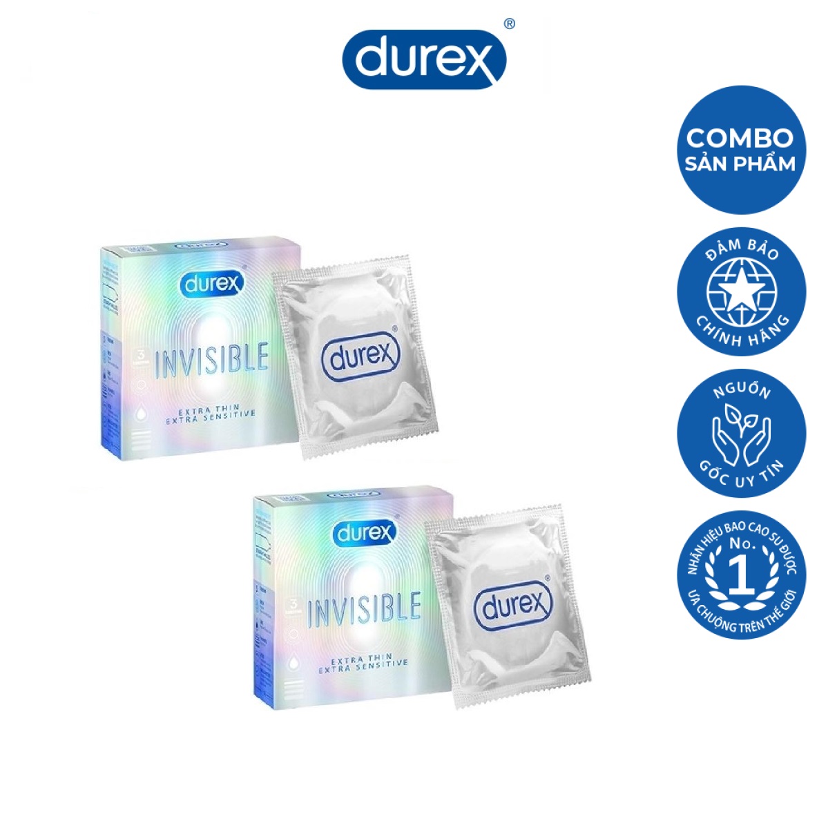 Bộ 2 Bao cao su Durex Invisible 3 bao [ Che tên sản phẩm ]