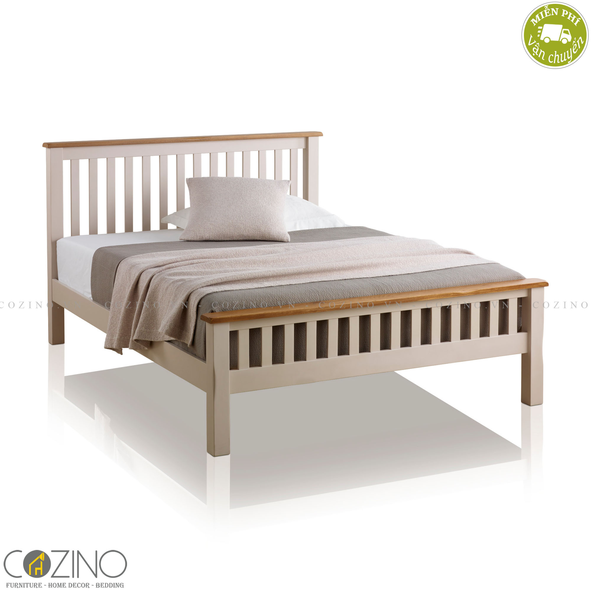 Giường đơn Sintra 100% gỗ sồi 1m0
