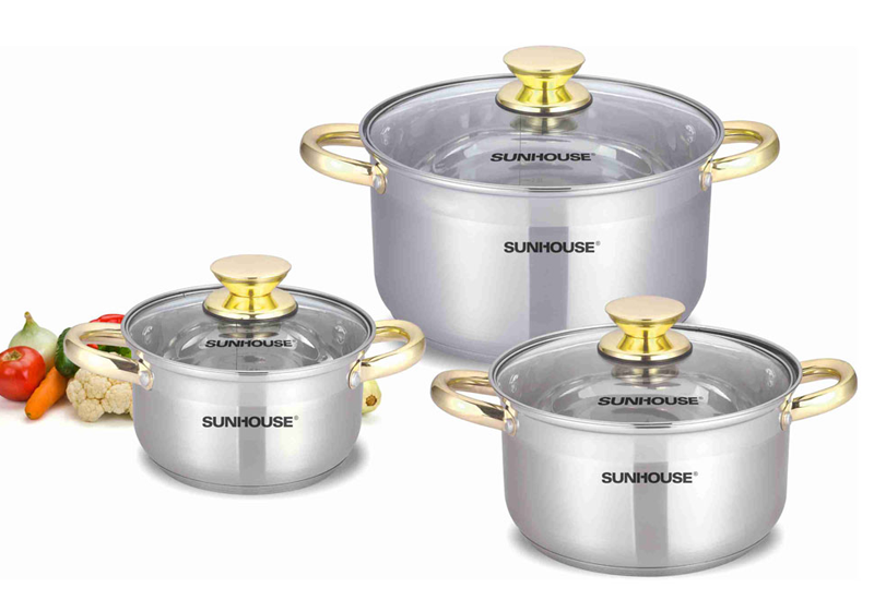 Bộ nồi 3 chiếc inox 5 đáy Sunhouse SH781