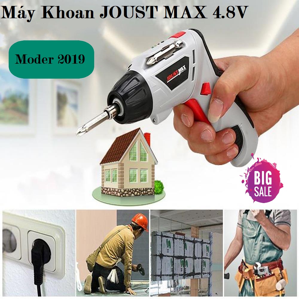 Máy Khoan Bê Tông , Máy Khoan Cầm Tay Sạc Pin - Bộ Máy Khoan Vặn Vít Cầm Tay 45 Chi Tiết Joust Max 4.8V , Thiết Kế Tiện Dụng , Đèn Led Tích Hợp , Thích Hợp Khoan Gỗ , Tường , ... + Bắn Mọi Loại Vít.