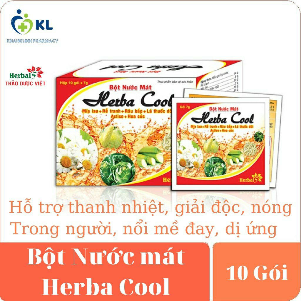 BỘT NƯỚC MÁT HERBA COOL, HỘP 10 GÓI.