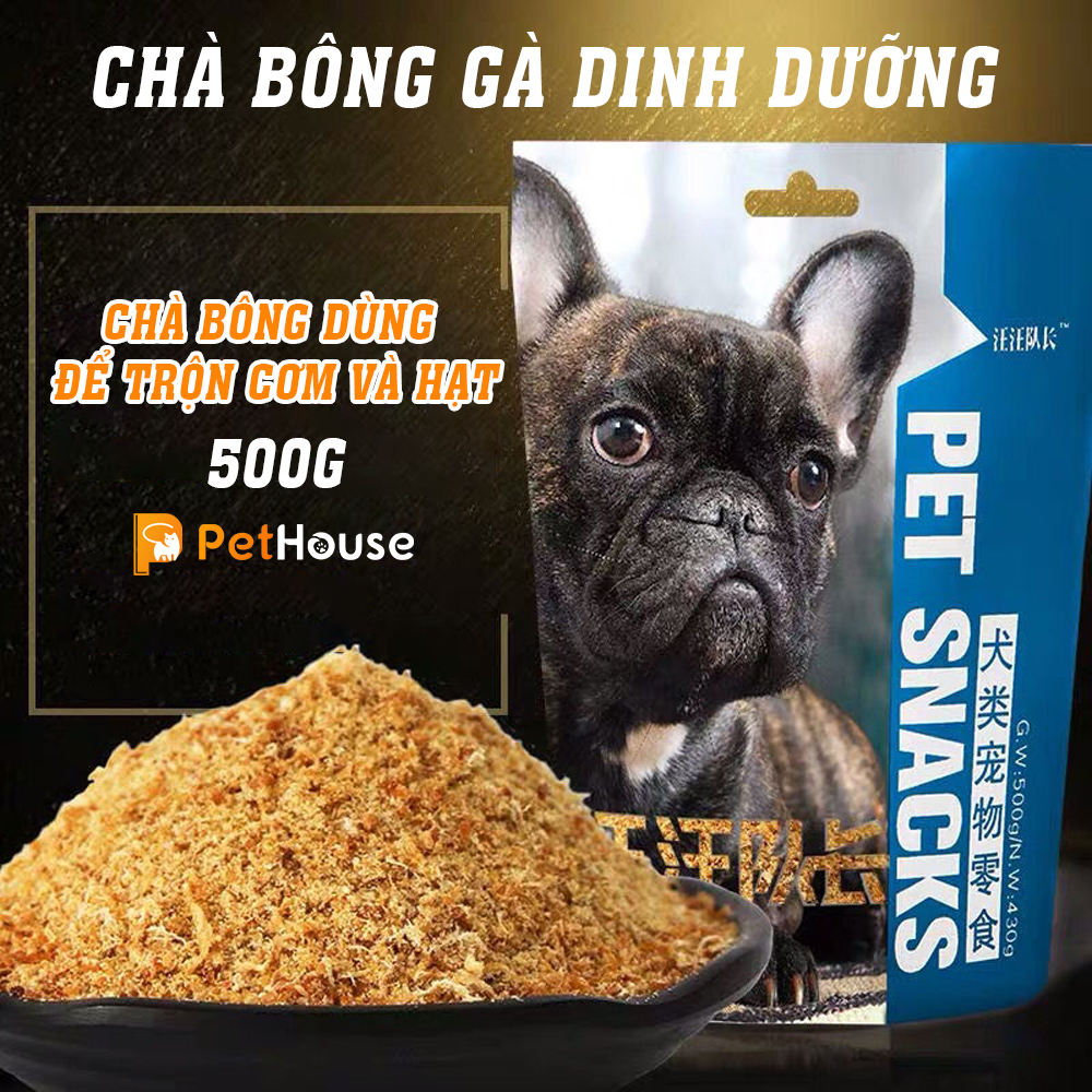 [HCM]Chà bông gà cho chó mèo Captain (Túi 500gr) dùng để trộn cơm và hạt