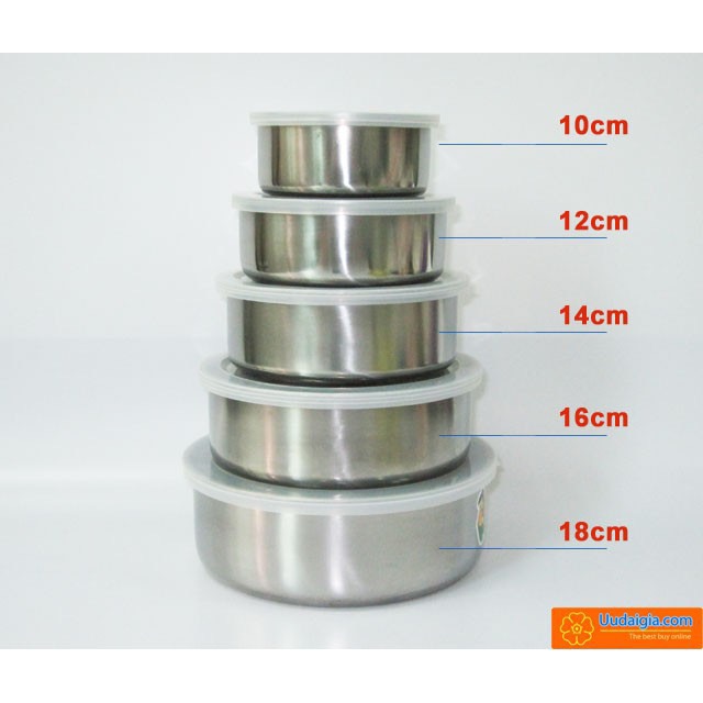 Bộ 5 thố inox có nắp đậy