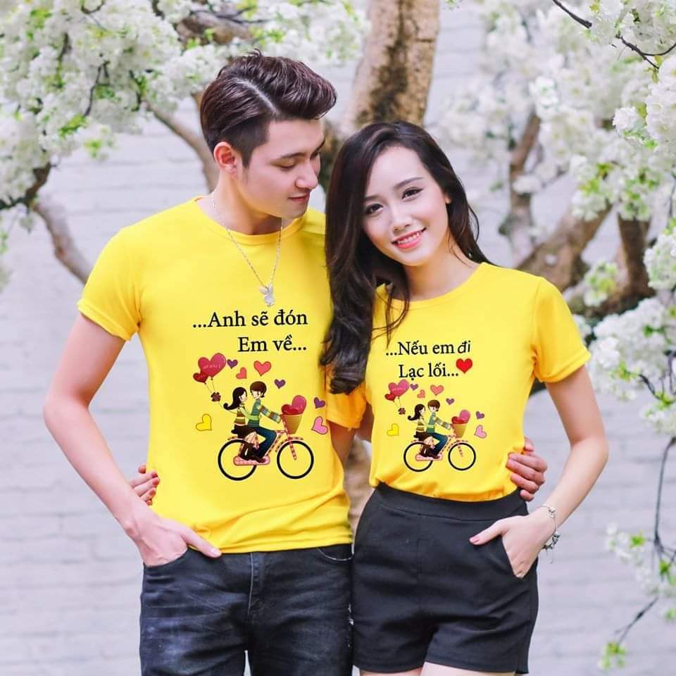 Áo đôi với người yêu- áo đôi nam nữ mùa hè- áo cặp đôi tình yêu chất cotton mịn mát giá sĩ