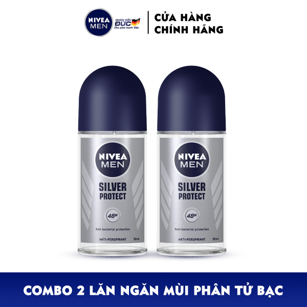 Bộ đôi Lăn Ngăn Mùi NIVEA MEN Silver Protect Phân Tử Bạc Giảm 99.9% Vi Khuẩn Gây Mùi (50ml) - 83778