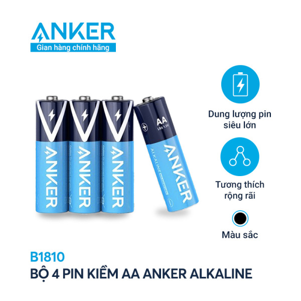 Bộ 4 Pin Kiềm AA ANKER Alkaline - B1810 bền bỉ, chống rò rỉ và an toàn với công nghệ PowerLock