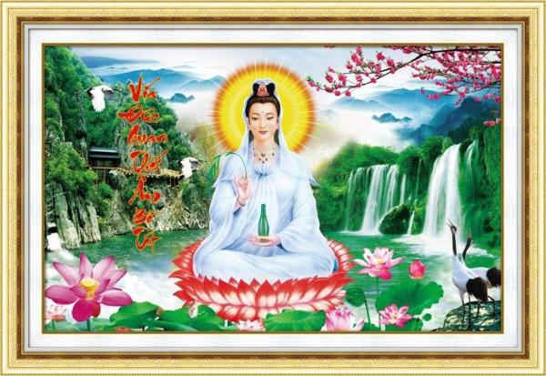 Tranh thêu chữ thập 3D Phật Bà Quan Âm tượng trưng cho tâm hạnh từ bi đem lại sự an vui cho Gia đình bạn 88966