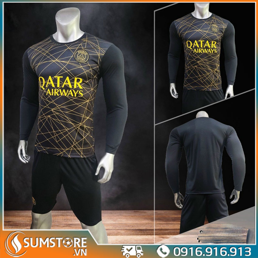 [HCM]Áo Bóng PSG Đen Dài Tay Vải Thun Lạnh Cao Cấp (Có Kèm Hình Thật)
