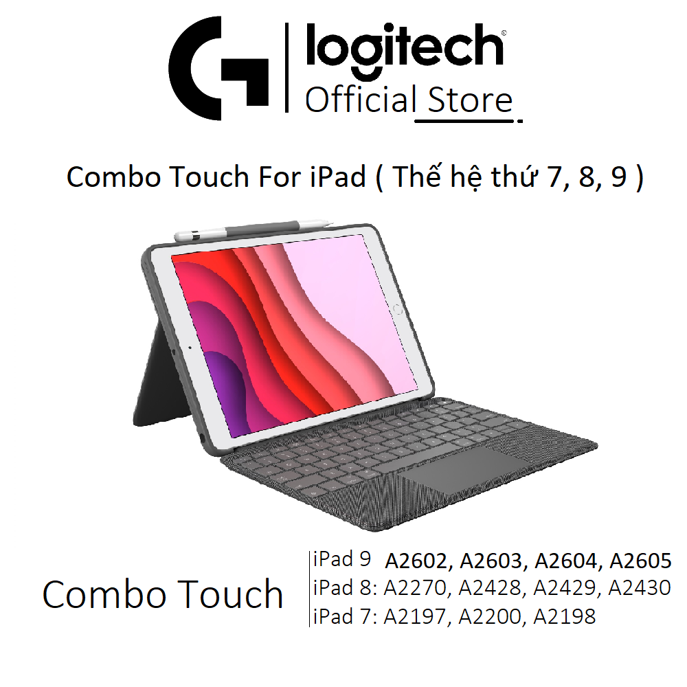 Logitech keyboard leather cover combo touch iPad 7 / iPad 8 / iPad 9-with mouse pad, detachable keyboard, 4 modes