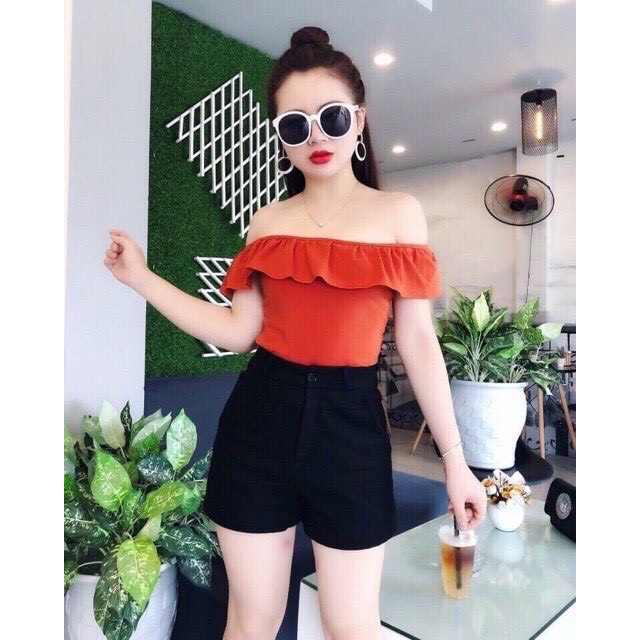 Quần short nữ lưng cao chất vải thun mago