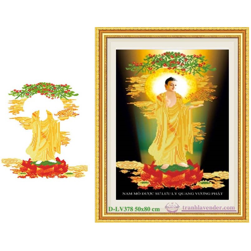 Tranh đính đá 5d phật dược sư lưu ly quang vương . kích thước: 80cm x 50cm