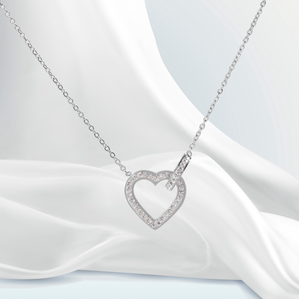 Dây chuyền nữ cde heart lock jewelry stone gold cde6021