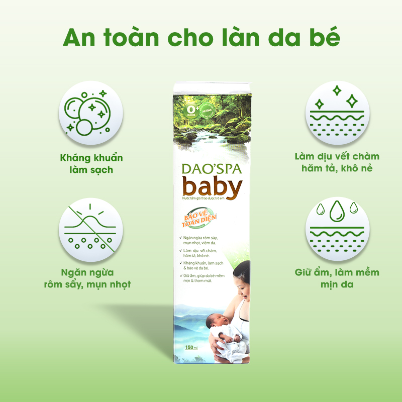 Nước tắm bé thảo dược Dao'Spa Baby - Chai 150ml
