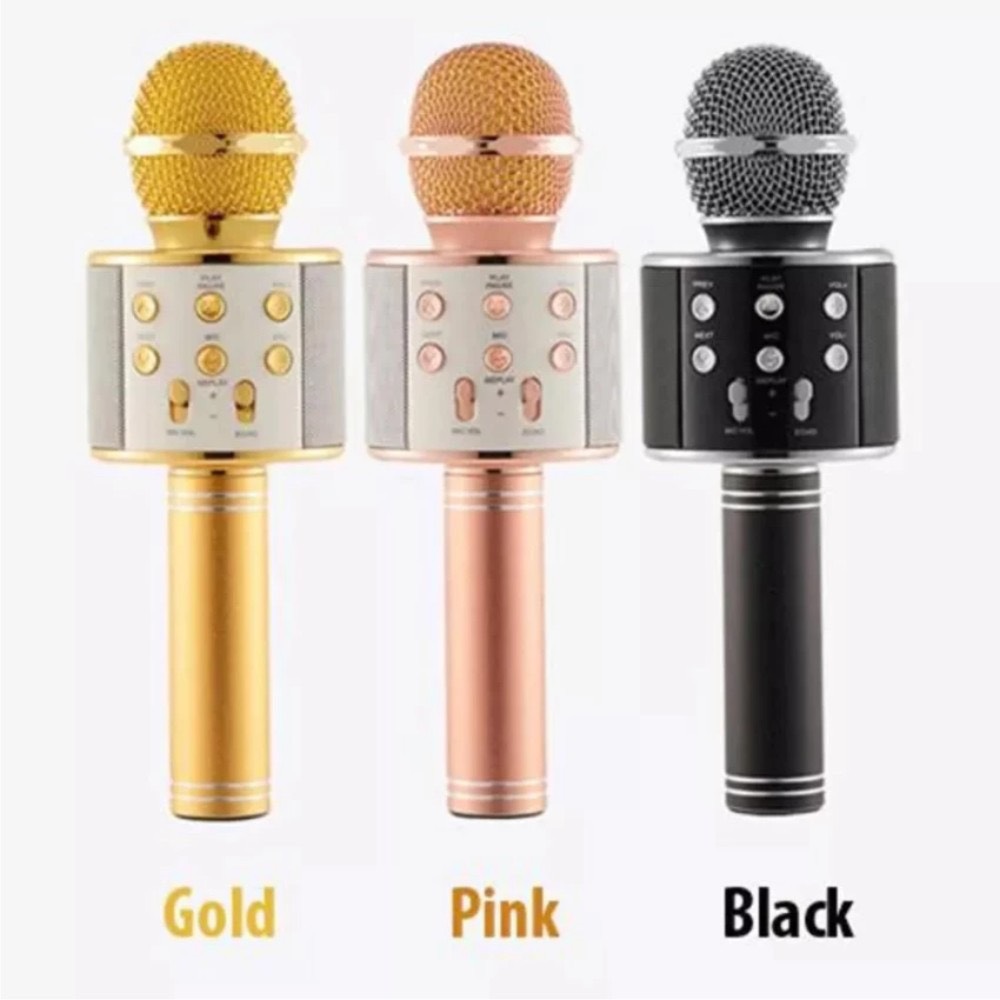 WS-858 Mic Hát Karaoke Bluetooth Không Dây Kèm loa Âm vang Ấm mic hát karaoke cầm tay mini micro hát trên xe hơi mic hát karaoke hay nhất hiện nay
