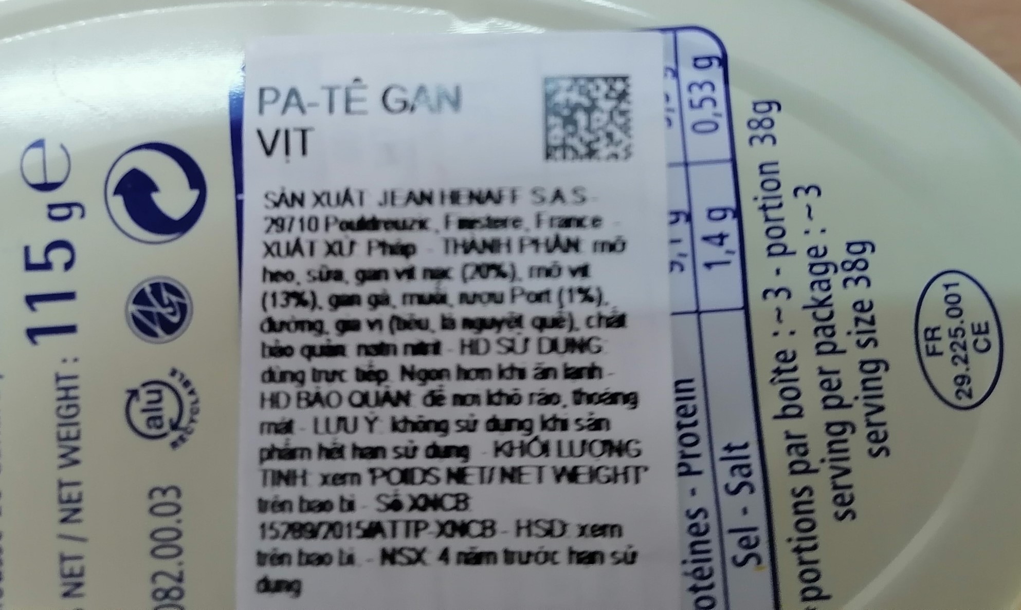 [Hộp 115g] PA TÊ GAN VỊT [France] HENAFF Duck Mousse