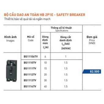 Cầu dao an toàn (aptomat) CB cóc đen PANASONIC BS111
