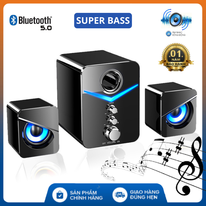 Loa Vi Tính Có Bluetooth Led RGB Sada D221 GAMER Pro Tự Động Đổi Màu Cao Cấp Âm Thanh Super Bass Tương Thích Với Máy Tính Laptop PC Tivi Điện Thoại