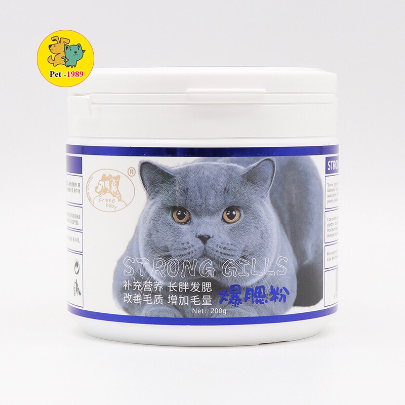 Bột tăng nọng & phom mặt bánh bao cho mèo friend baby strong gills 200g pet-1989